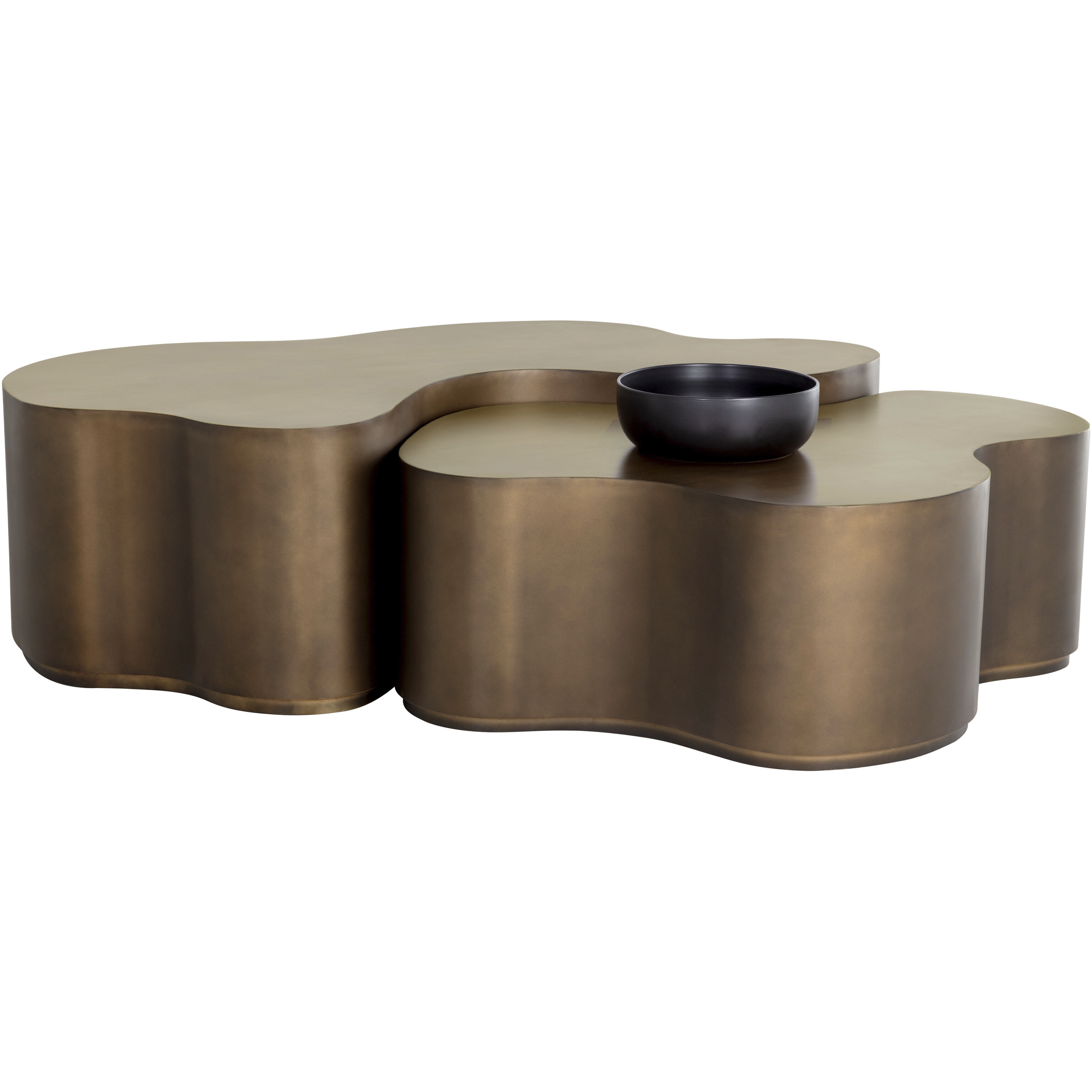 Boise 61 X 54.25 inch Antique Brass / Antique Bronze Nesting Coffee Tables, Set Of 2